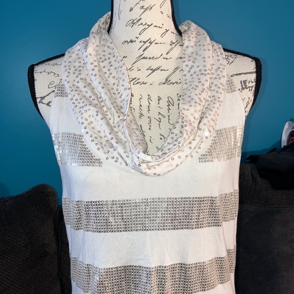 WHBM Sequined Cowl Neck Tank, Large - Picture 2 of 6